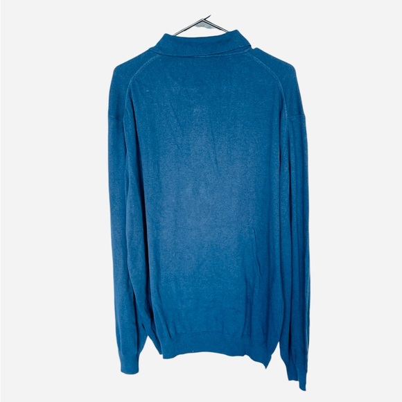 Nwt-TOSCANO ITALY Sweater Men Size XL Pure Merino Wool Blue 1/4 Button Pullover - Picture 2 of 7